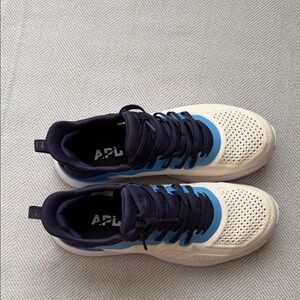 APL Cream and Blue Knit Lace-Up Sneakers